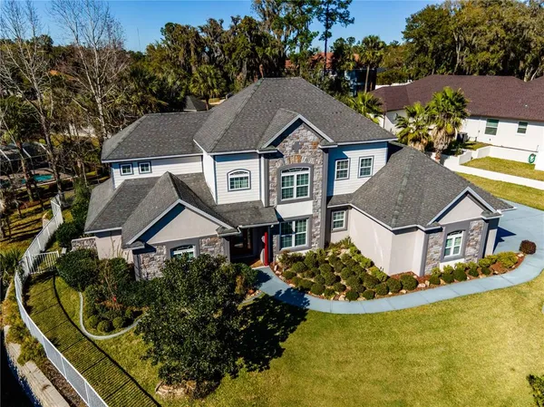 an aerial view of a house