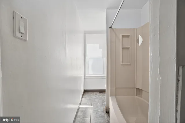 a bathroom with a bathtub