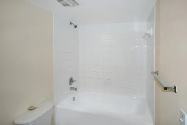 a bathroom with a bathtub
