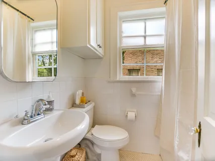 a bathroom with a sink a toilet and a window