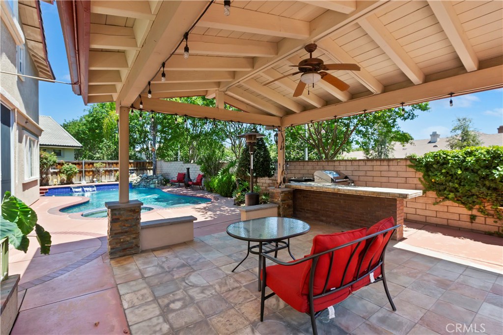 9609 Heartland Place Rancho Cucamonga, CA 91730 - Photo 2 of 48 A wonderful covered patio with fan and island.