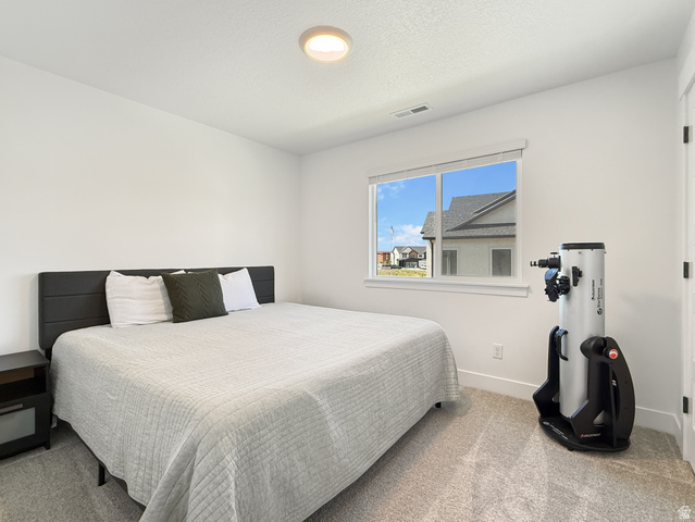 641 Desert Willow Drive Mapleton, UT 84664 - Photo 28 of 41 Carpeted bedroom featuring baseboards and a textured ceiling
