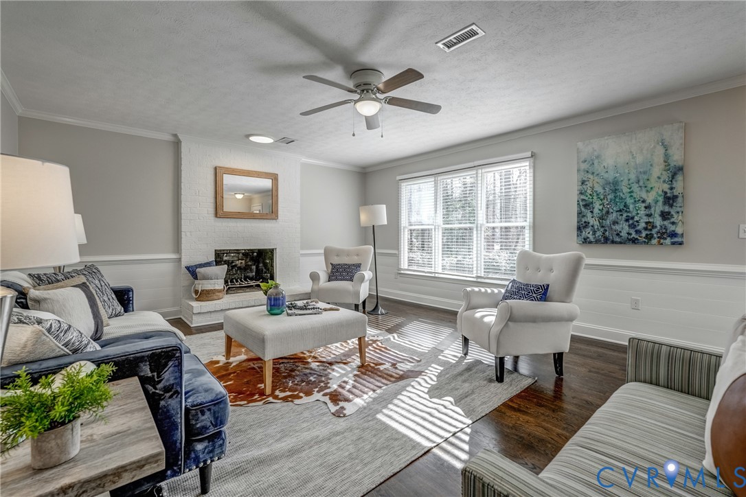 2806 Fairgate Road Midlothian, VA 23112 - Photo 12 of 30 Living Room with a beautiful brick Fireplace