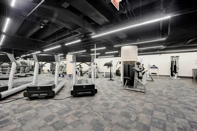 a view of a room with gym equipment