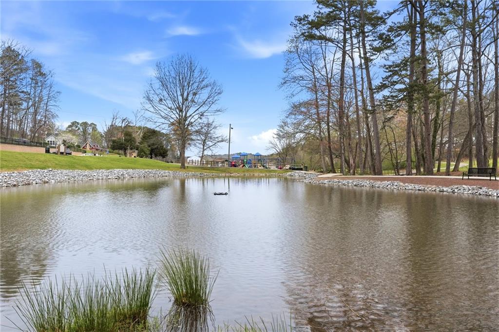 275 Strippling Street Ball Ground, GA 30107 - Photo 40 of 40 a view of a lake with a yard and trees