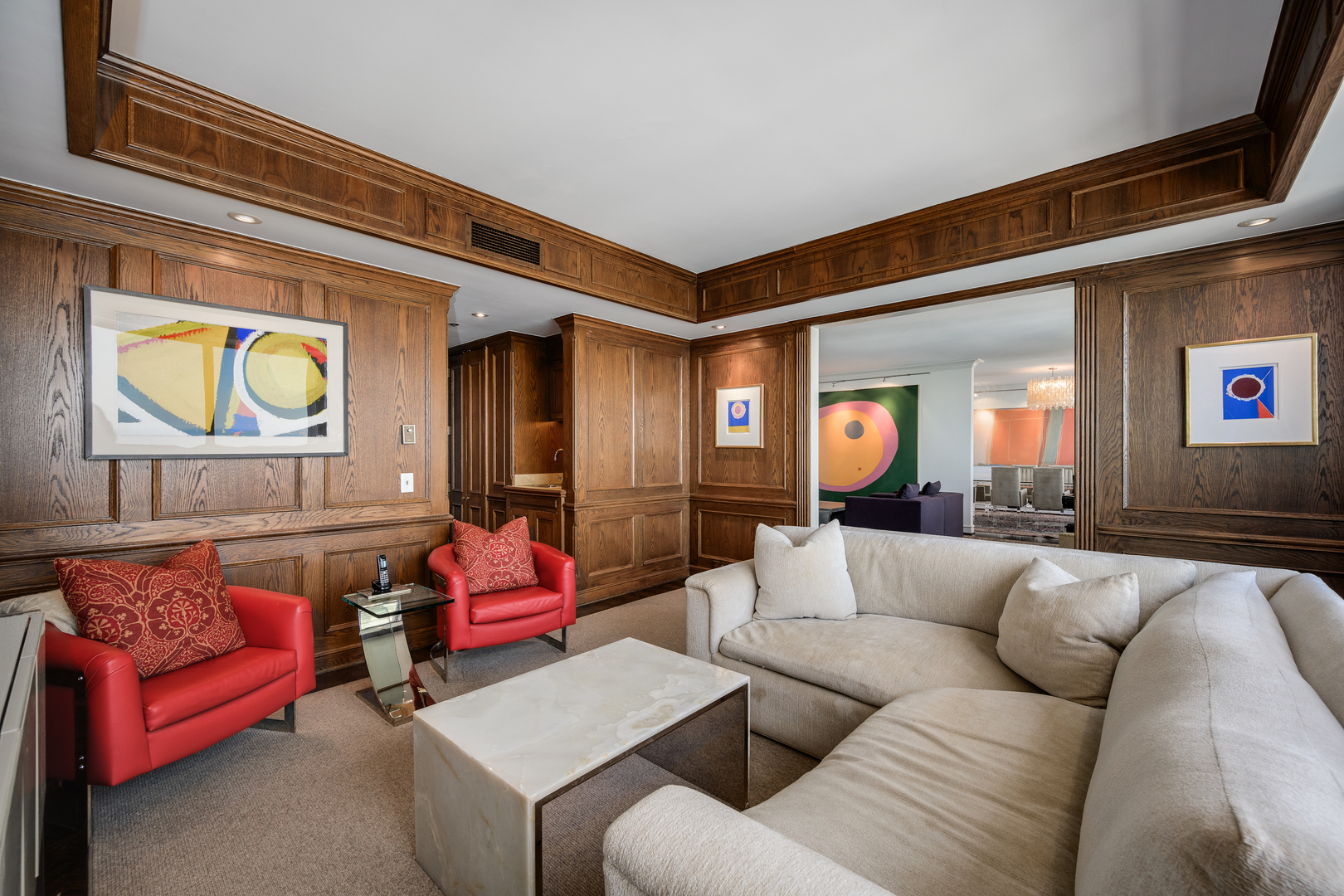 180 East Pearson Street, Unit 6802 Chicago, IL 60611 - Photo 12 of 33 a living room with furniture and painting on the wall