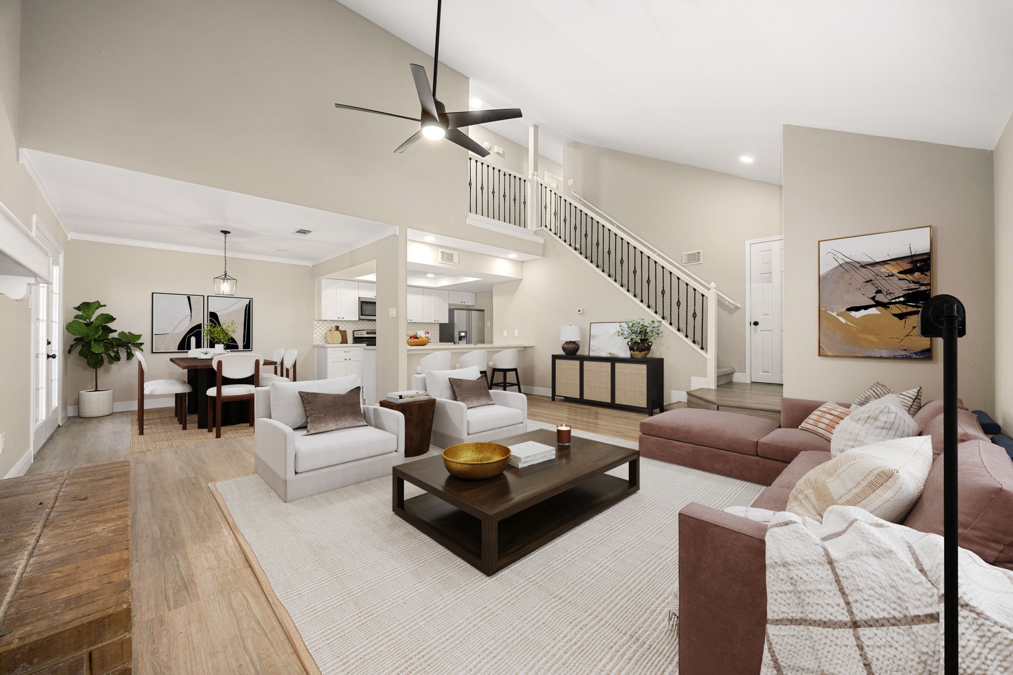 16919 Chapel Pines Drive, Unit 128 Spring, TX 77379 - Photo 4 of 24 This bright, open living space features soaring ceilings, abundant natural light, and an effortless flow into the surrounding areas, creating an inviting setting for both everyday living and entertaining. Clean architectural lines and generous windows enhance the airy feel while maintaining a warm, welcoming atmosphere.