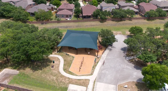 an aerial view of a house