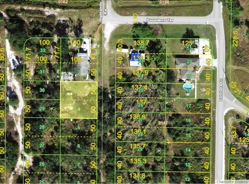 1415 Highlands Road Punta Gorda, FL 33983 - Photo 1 of 1 Lot satellite view with outline of 2 parcels/1 lot