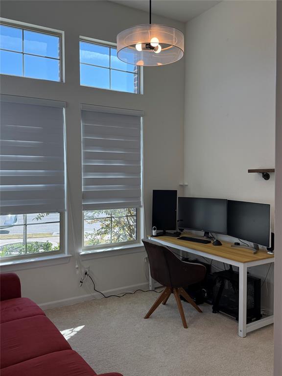 1122 Silverthorne Trail Justin, TX 76247 - Photo 15 of 19 Office featuring light carpet and a high ceiling