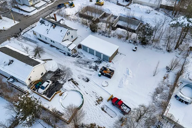 an aerial view of a parking space