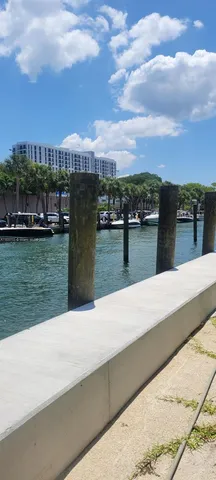 a view of a lake with a city