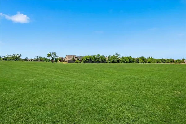 a view of a field with an ocean