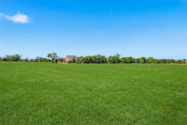 a view of a field with an ocean