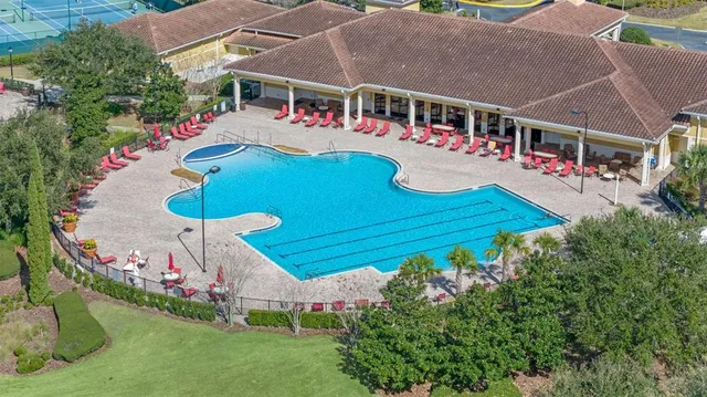 an aerial view of a house