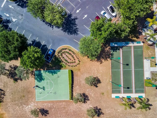an aerial view of a house