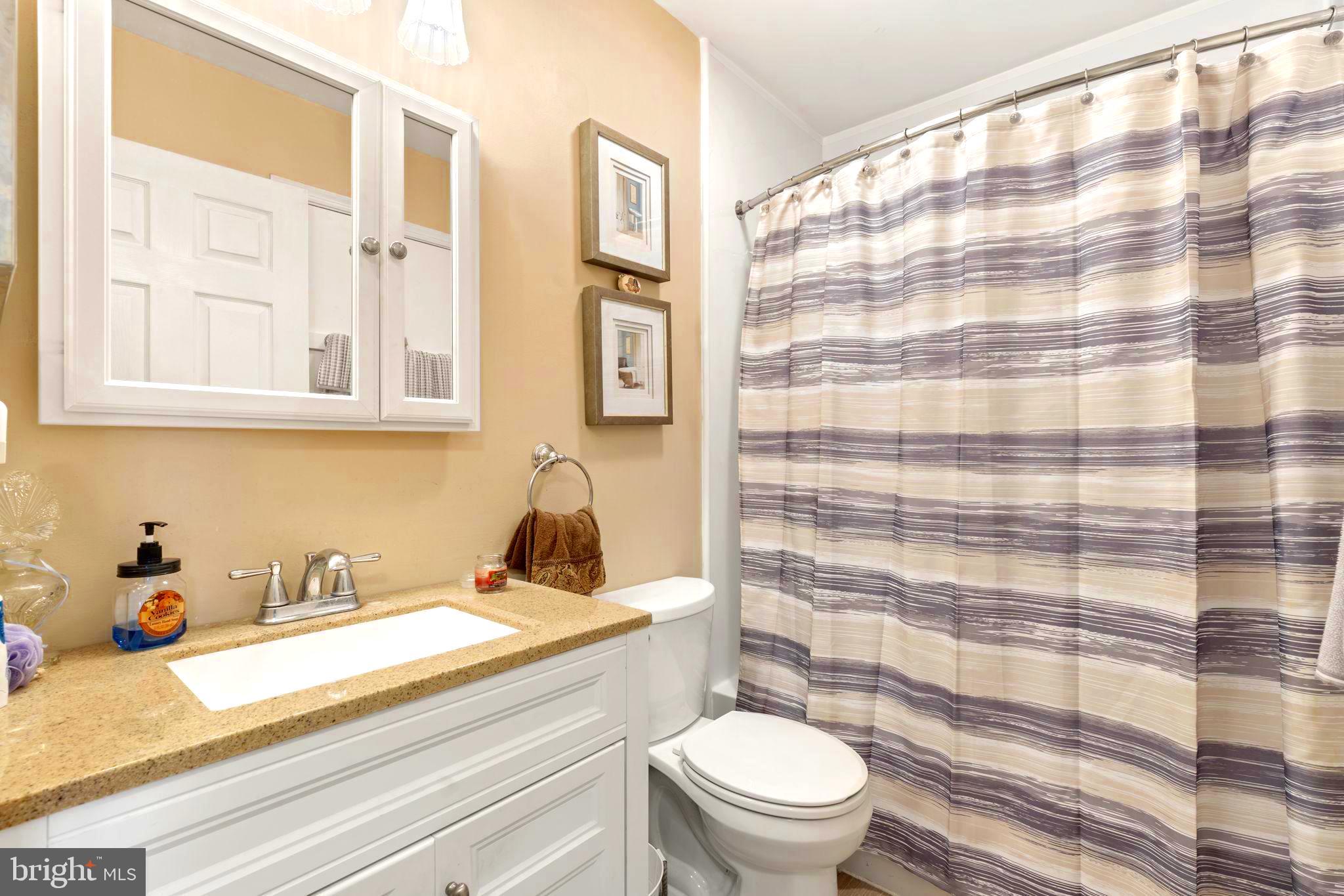 78 Lupus Lane Sewell, NJ 08080 - Photo 27 of 45 a bathroom with a sink a toilet a mirror and shower curtain