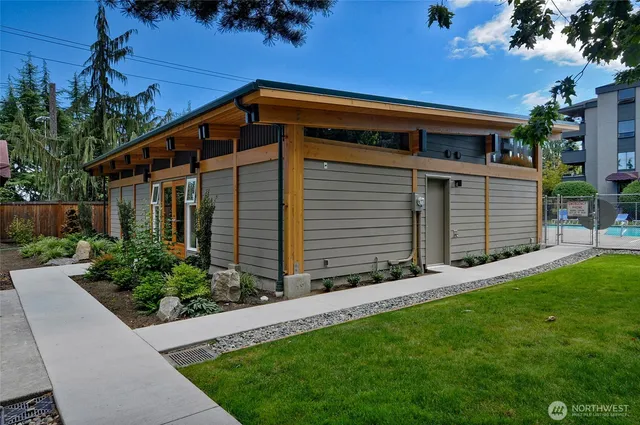 a view of a room with racks on the wall