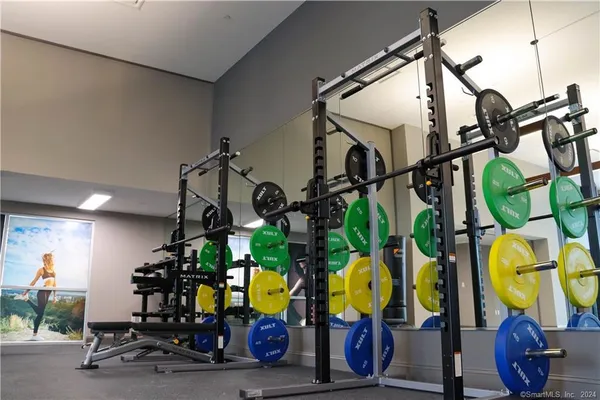 a view of a room with gym equipment