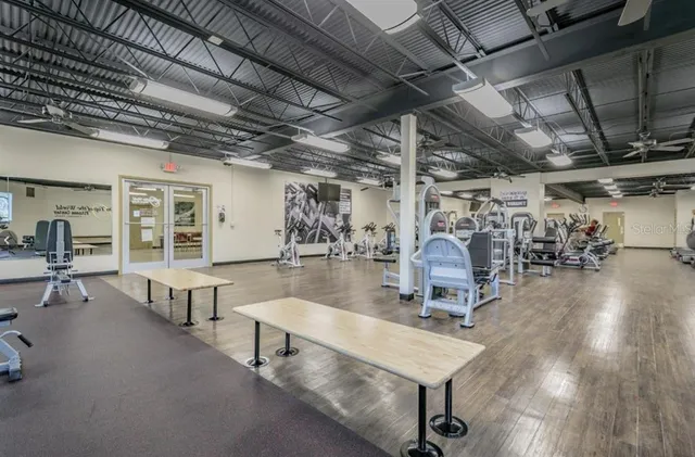 a view of a room with gym equipment