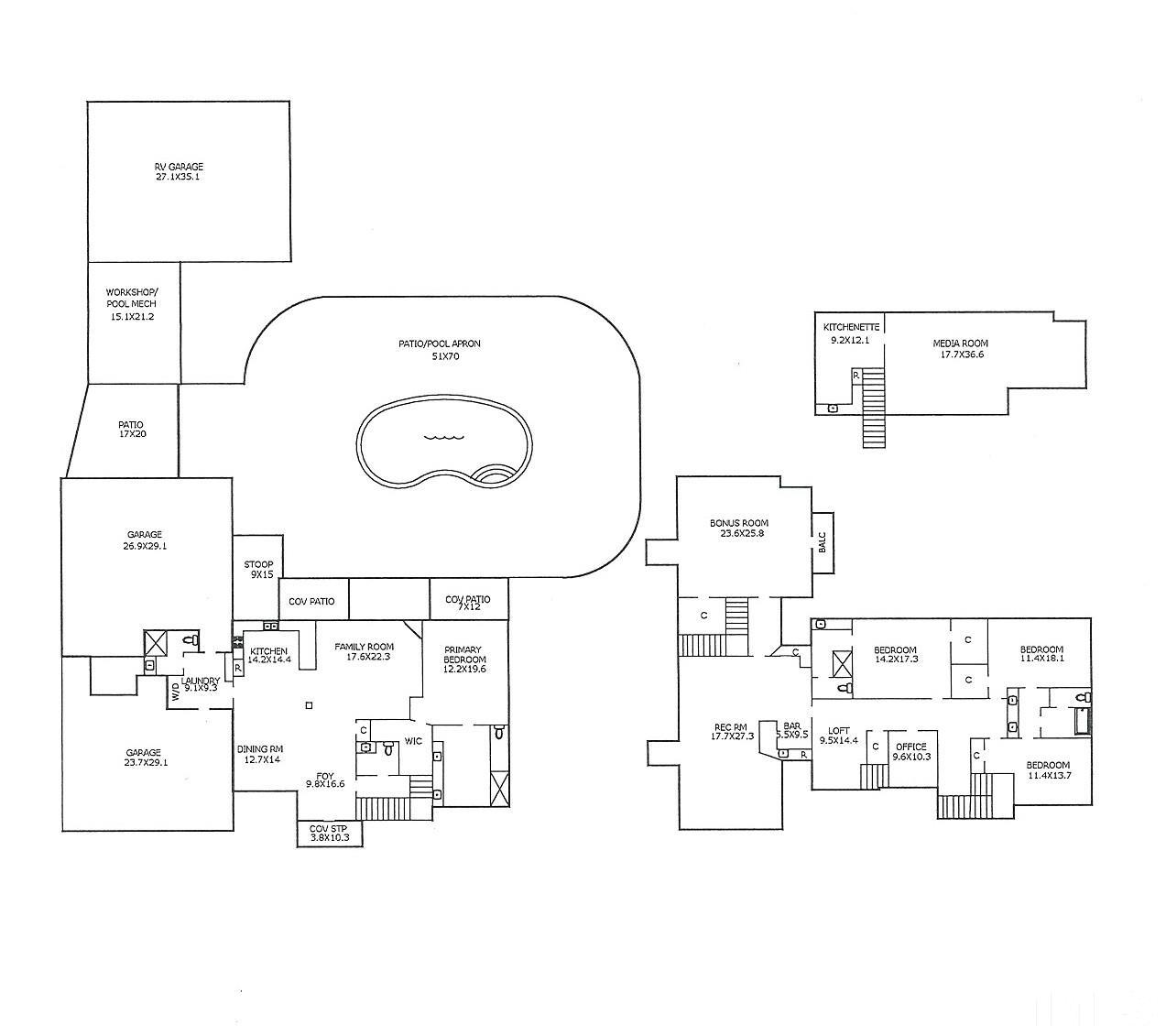 6007 Graystone Drive Chapel Hill, NC 27514 - Photo 30 of 30 Floor Plan. Please review to see areas and dimensions that would not fit into MLS.