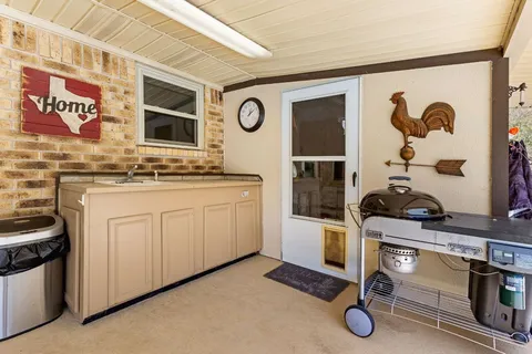 a building outdoor space with patio furniture