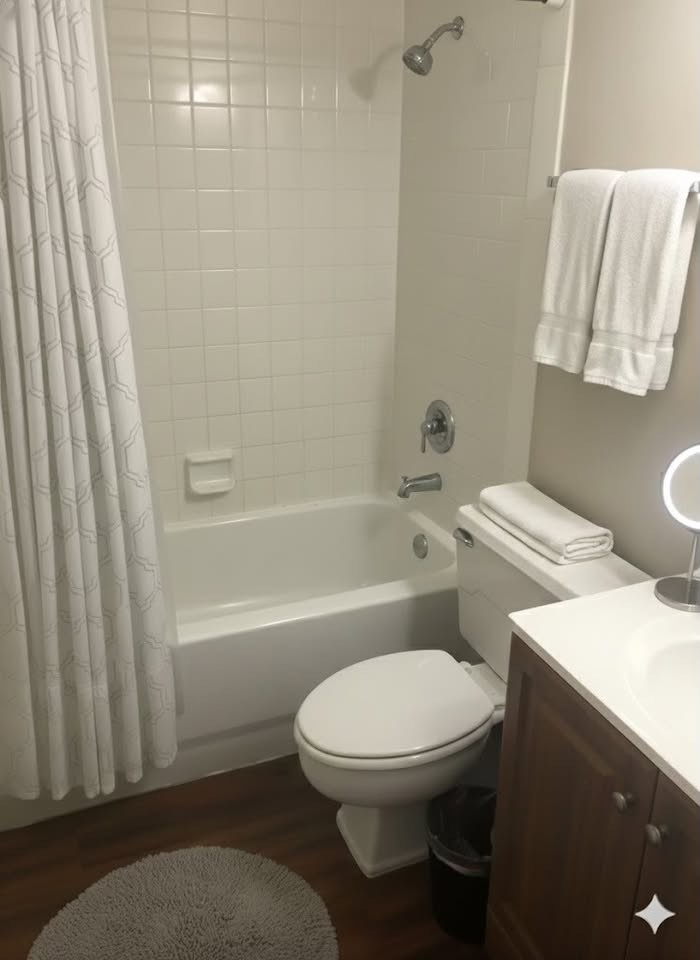 1043 South York Road, Unit 208 Bensenville, IL 60106 - Photo 5 of 5 a white toilet sitting next to a bath tub