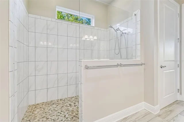 a bathroom with a shower