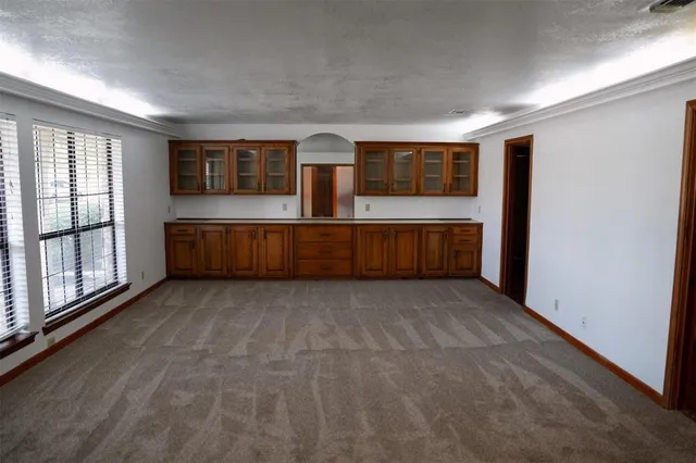 a living room with a large window