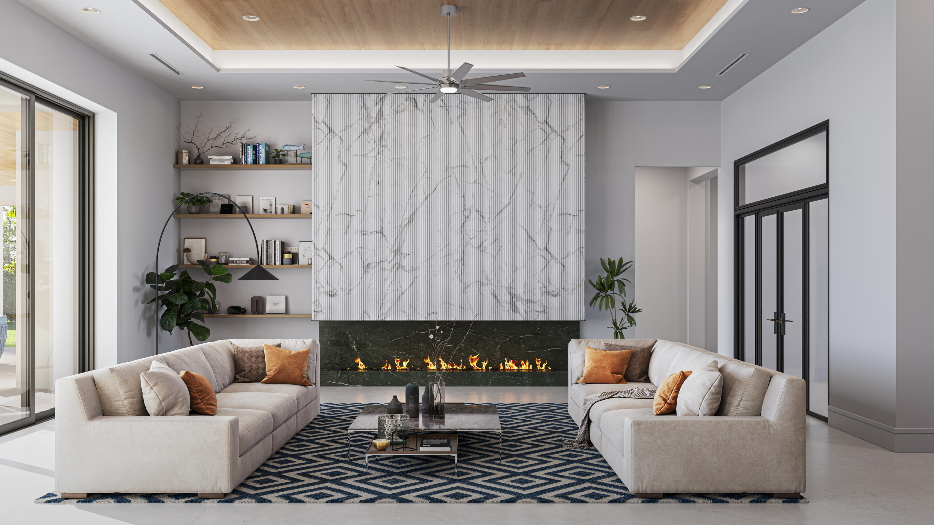 5593 Reynolds Road Lake Worth, FL 33449 - Photo 4 of 27 a living room with furniture and a fireplace