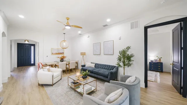 a living room with furniture