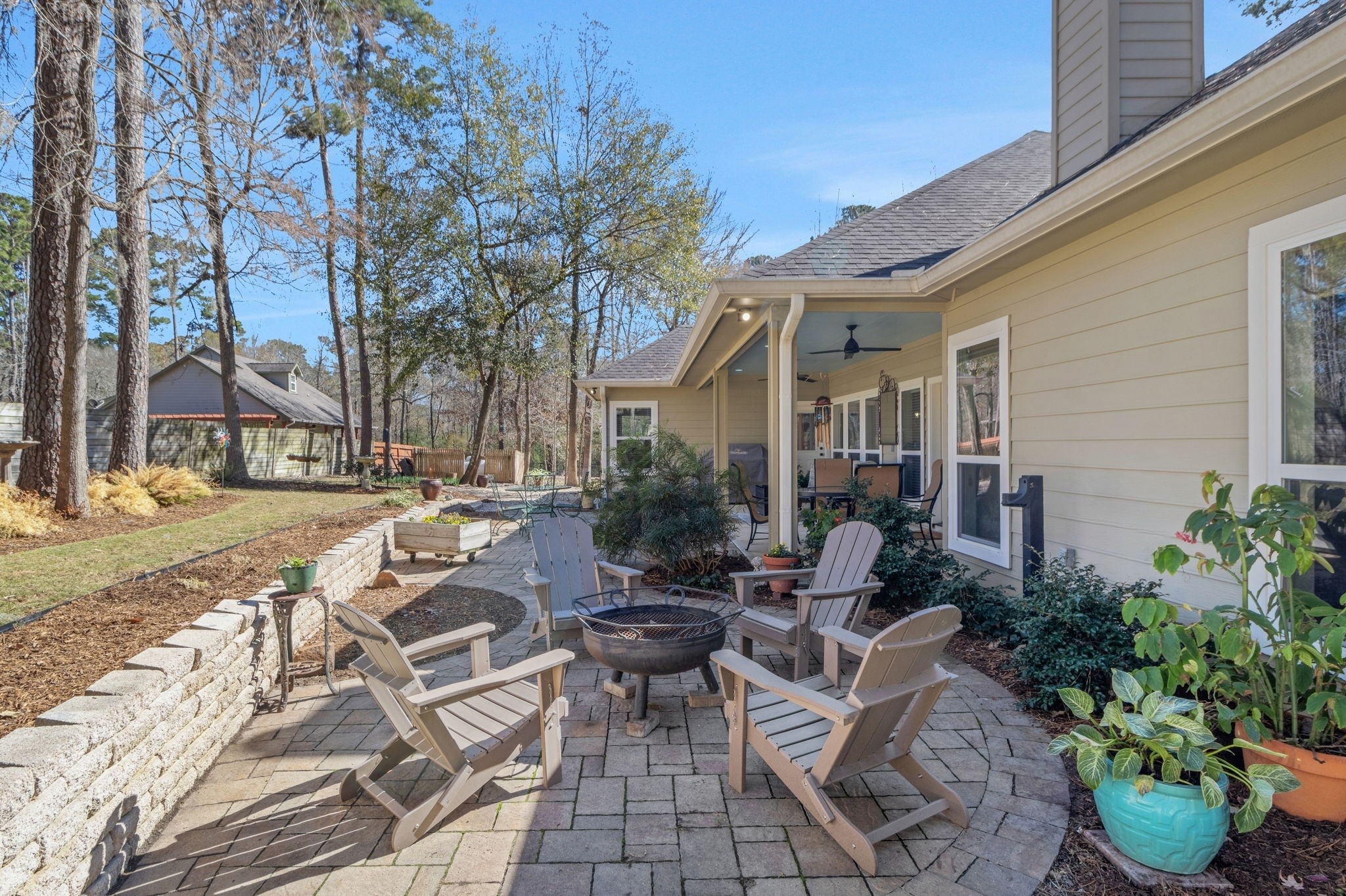 1040 Kings Way Coldspring, TX 77331 - Photo 19 of 50 a view of a patio with couches and potted plants