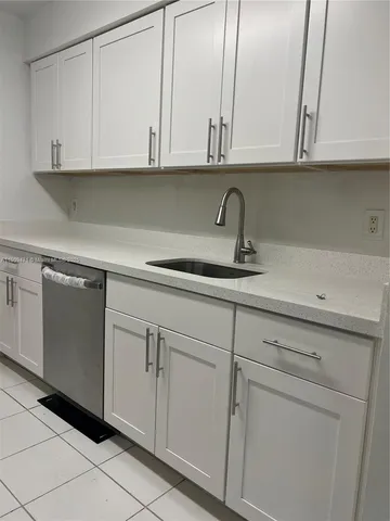 a view with cabinets