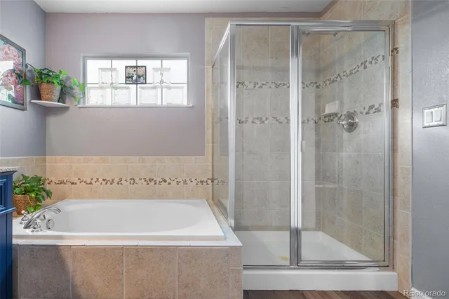 a bathroom with a bathtub