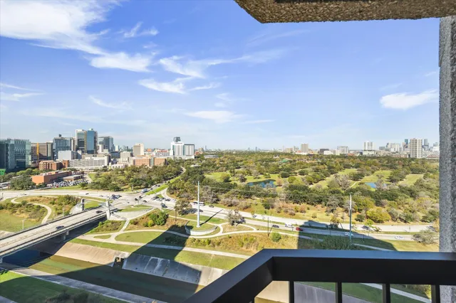 a view of a city with tall buildings