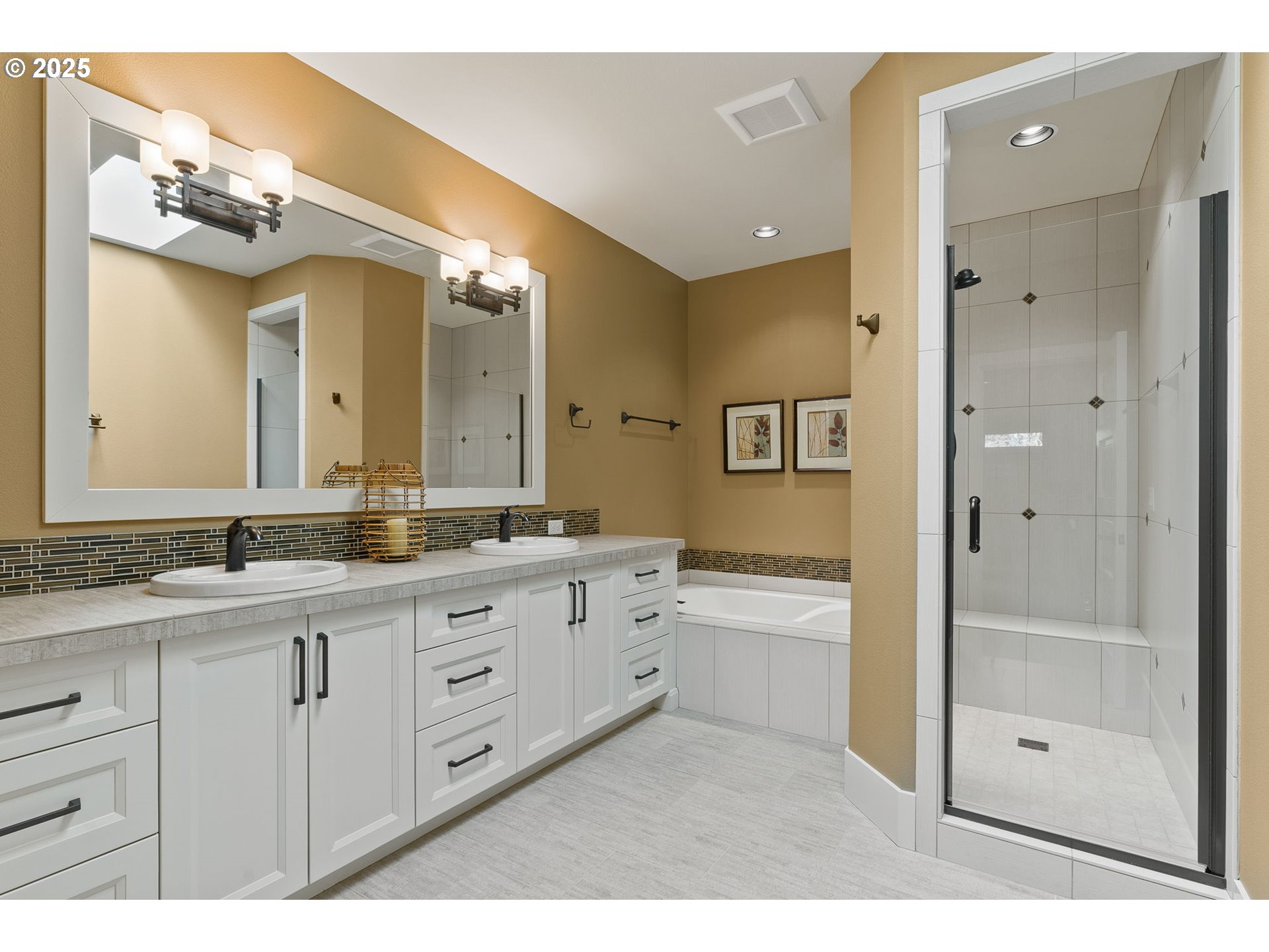 14217 155th Terrace Portland, OR 97224 - Photo 37 of 41 a bathroom with a granite countertop sink mirror and a