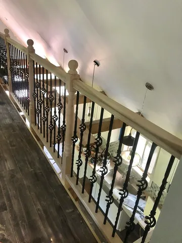 a living room with a fireplace