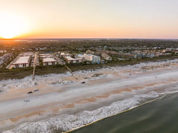 an aerial view of a beach