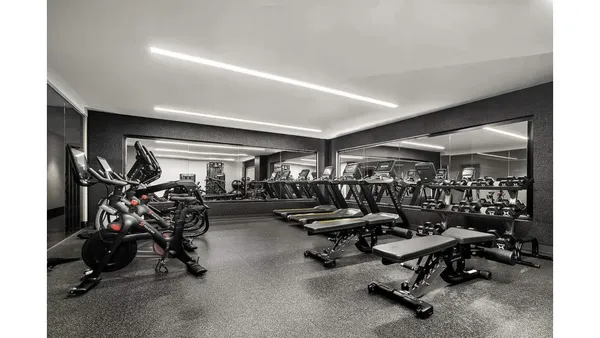 a view of a room with gym equipment