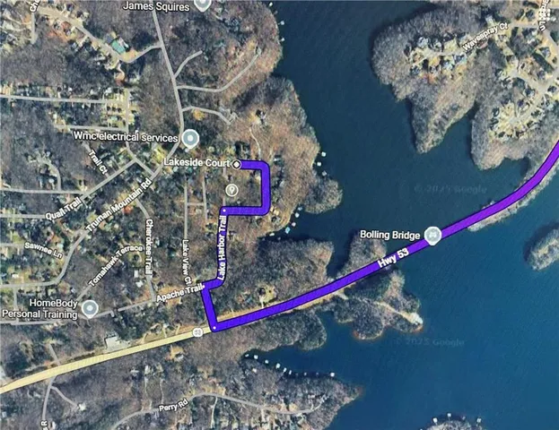 a view of road and trees