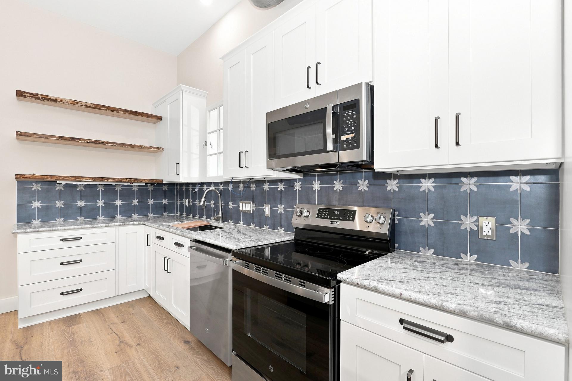 Modern kitchen with stylish accents.