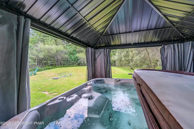 a view of a patio in the balcony