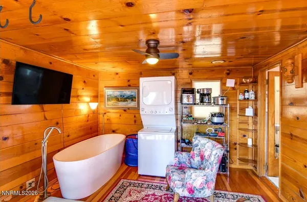 a bathroom with sink and mirror