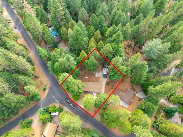 an aerial view of a house