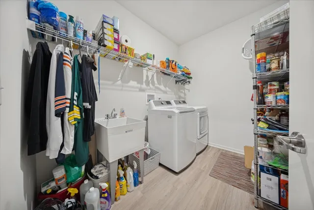 a view of a garage with furniture