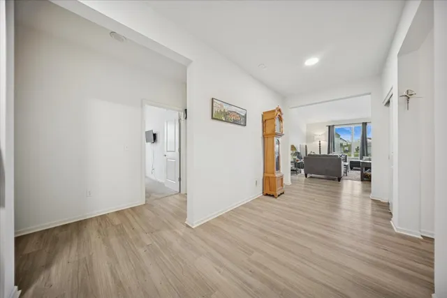a view of a livingroom with wooden floor