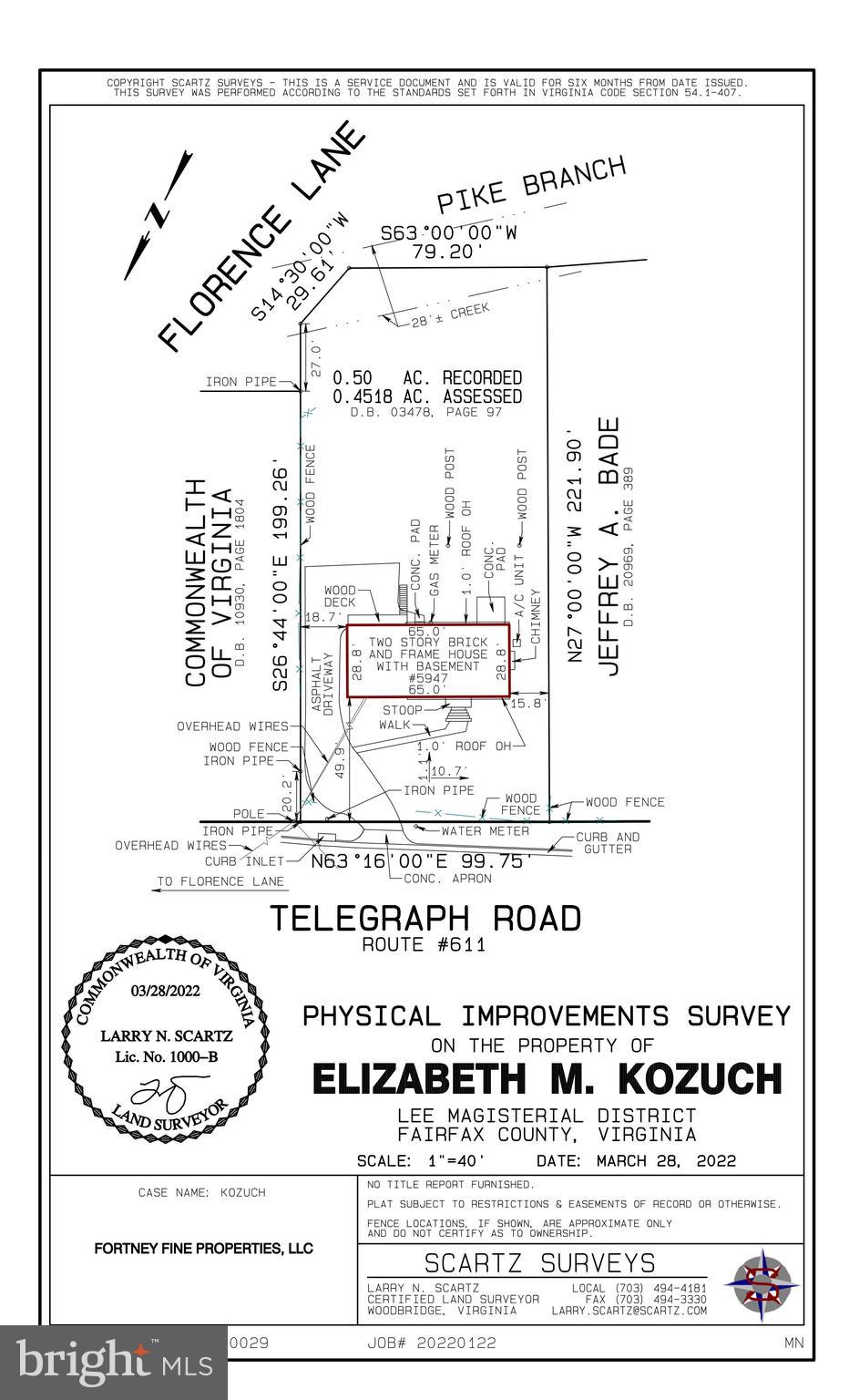 5947 Telegraph Road Alexandria, VA 22310 - Photo 7 of 57 Survey (before rear fence was done)