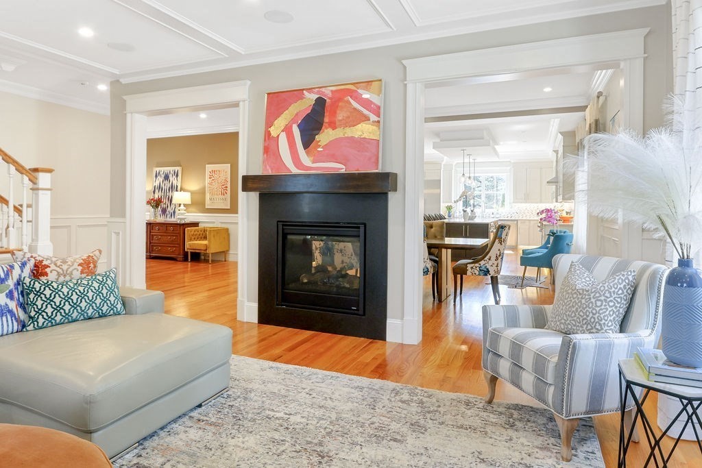 5 Sharpe Road Newton, MA 02459 - Photo 10 of 41 a living room with furniture and a fireplace