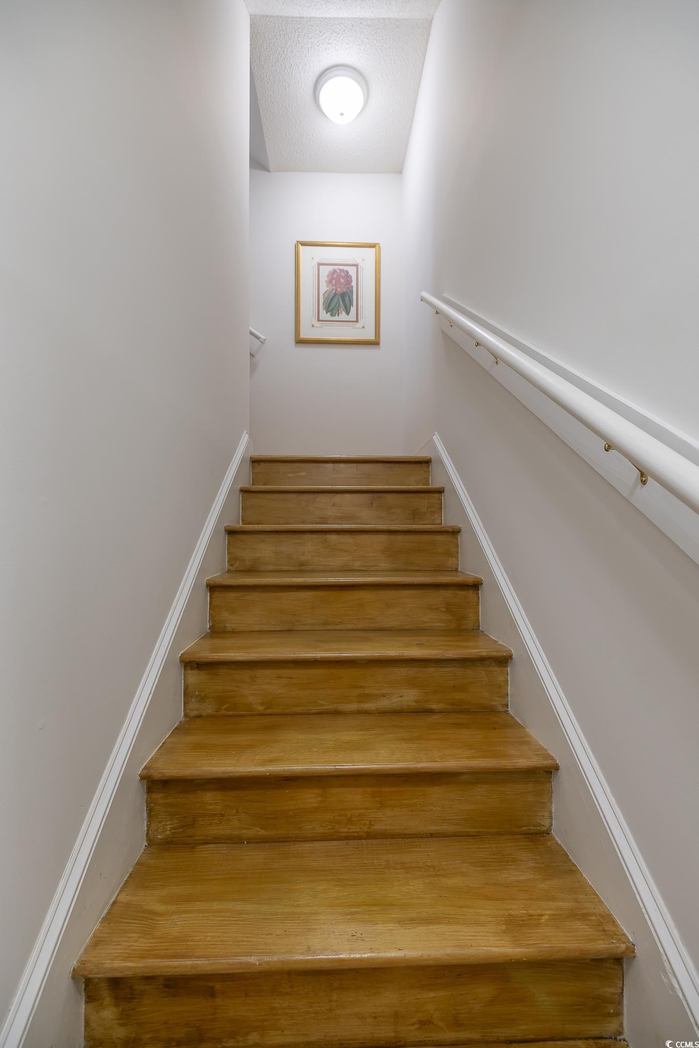 5077 Capulet Circle Myrtle Beach, SC 29588 - Photo 10 of 27 Stairway with a textured ceiling