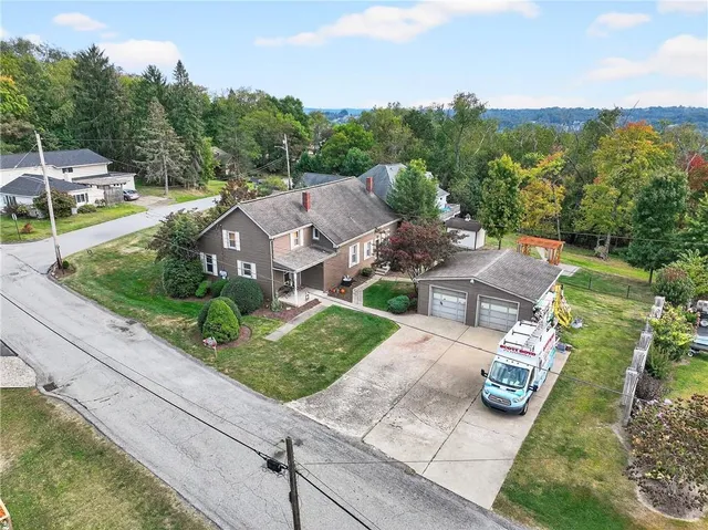 an aerial view of a house